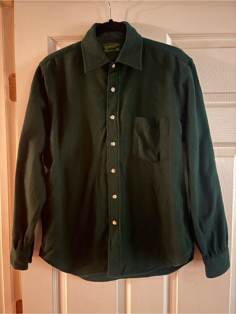 100% virgin wool Cumberland Woolens vintage button up shirt shacket jacket M